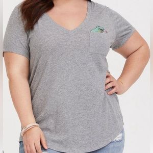 Torrid Grey Dino Pocket Slim Fit Plus Size Tee